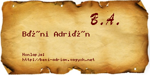 Béni Adrián névjegykártya